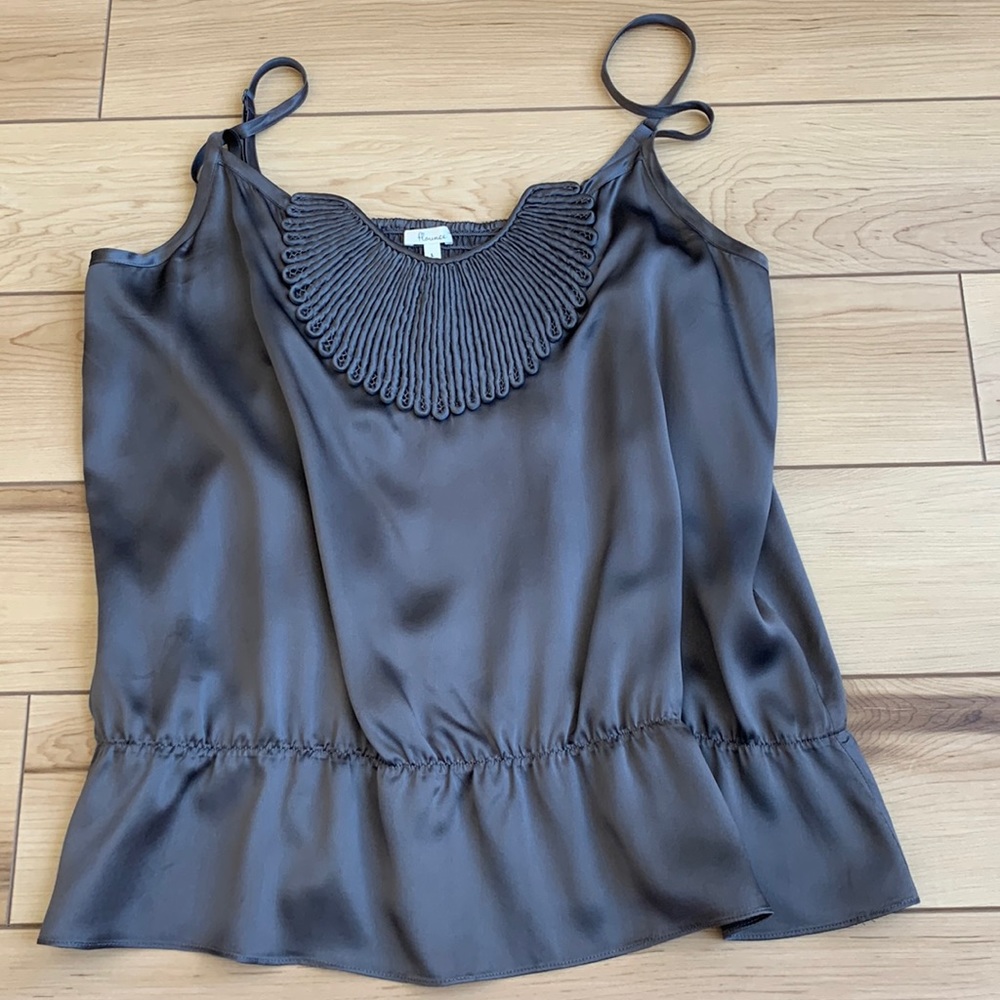 Flounce silk tank top